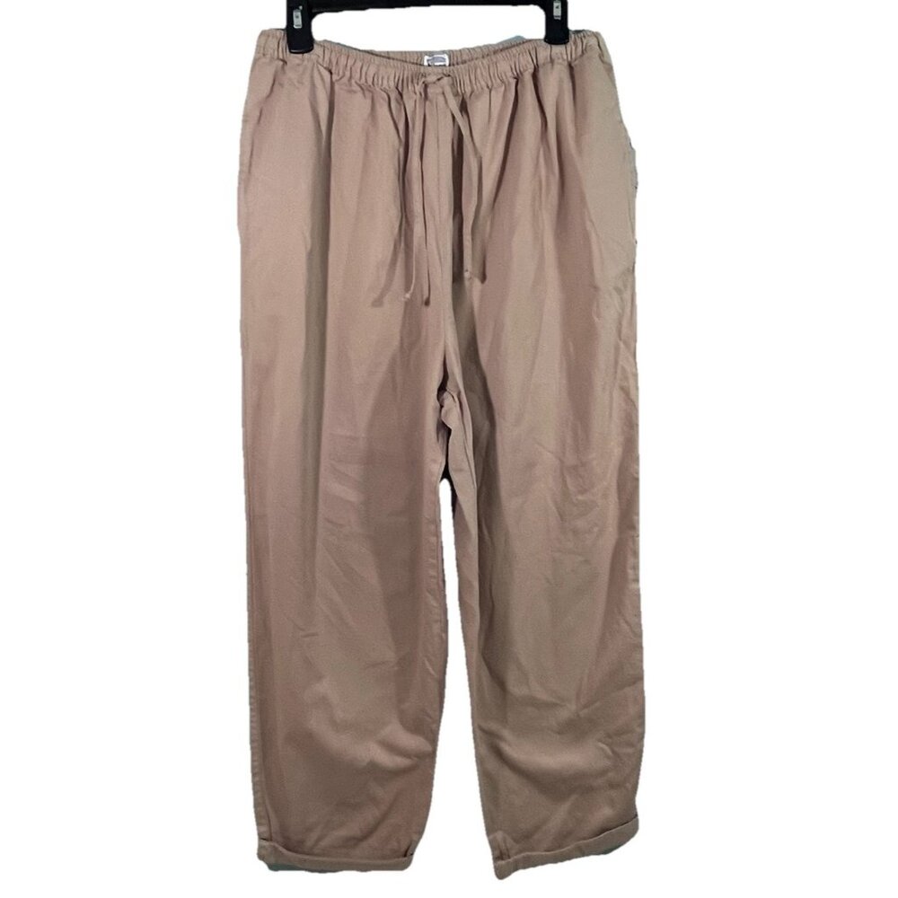 NWT Ki-ko-mo Pull On Pants Elastic Waist Pockets Drawstring Light Plum Pink Sz L